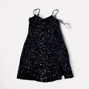 1.STATE Black Sequin Mini Dress Size 8 NWT Party Holiday Cocktail Glam